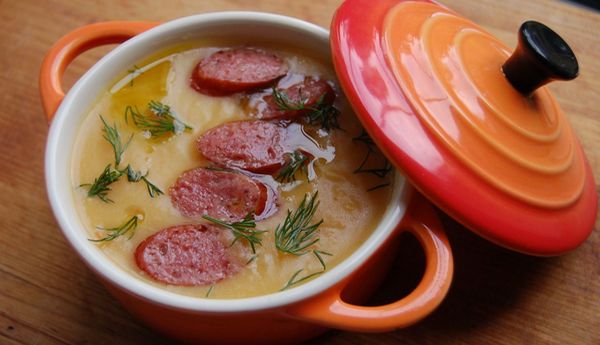 Гороховый суп с колбасой, приготовим сами