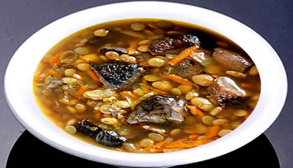 Суп из чечевицы с грибами сушёными, фирменные блюда